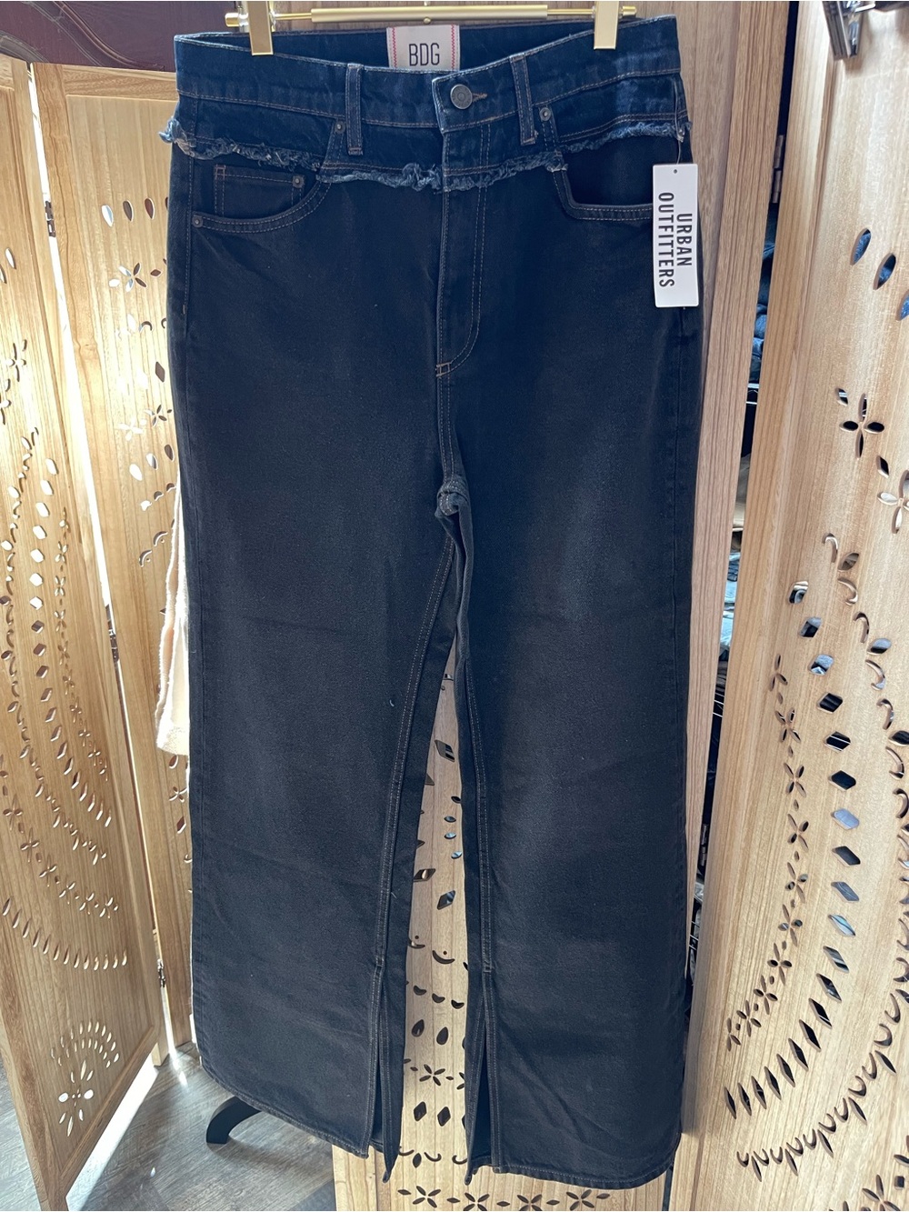 NWT BDG Black Jean with blue High-Waist Raw Hem Straight Jeans